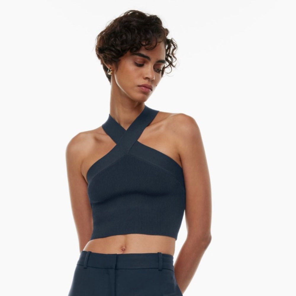 Aritzia Babaton Sculpt Knit Criss Cross Cropped Tank BNWT